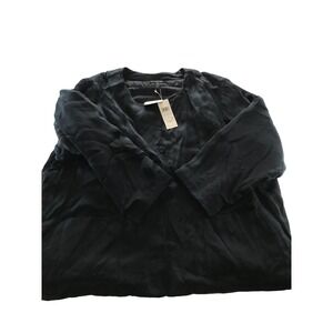 Eileen Fisher Black Round Neck 3X Jacket Textured Linen Blend New With Tags